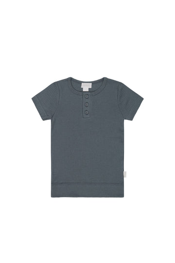 Organic Cotton Modal Henley Tee - Smoke Childrens Top from Jamie Kay Australia