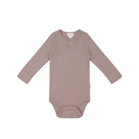 Organic Cotton Modal Long Sleeve Bodysuit - Mauve Shadow Childrens Bodysuit from Jamie Kay Australia