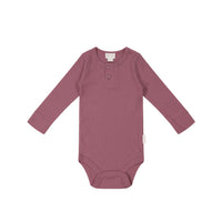 Organic Cotton Modal Long Sleeve Bodysuit - Rosette Childrens Bodysuit from Jamie Kay Australia