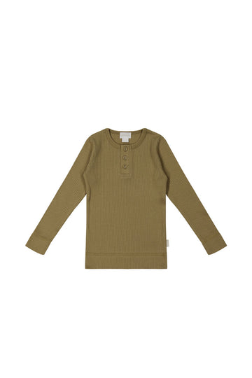 Organic Cotton Modal Long Sleeve Henley - Buffalo Childrens Top from Jamie Kay Australia