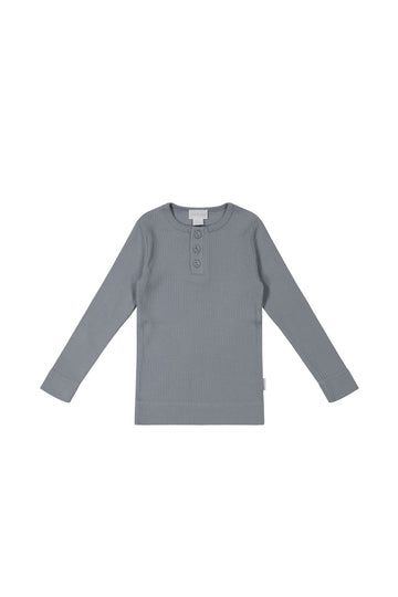 Organic Cotton Modal Long Sleeve Henley - Finch Childrens Top from Jamie Kay Australia