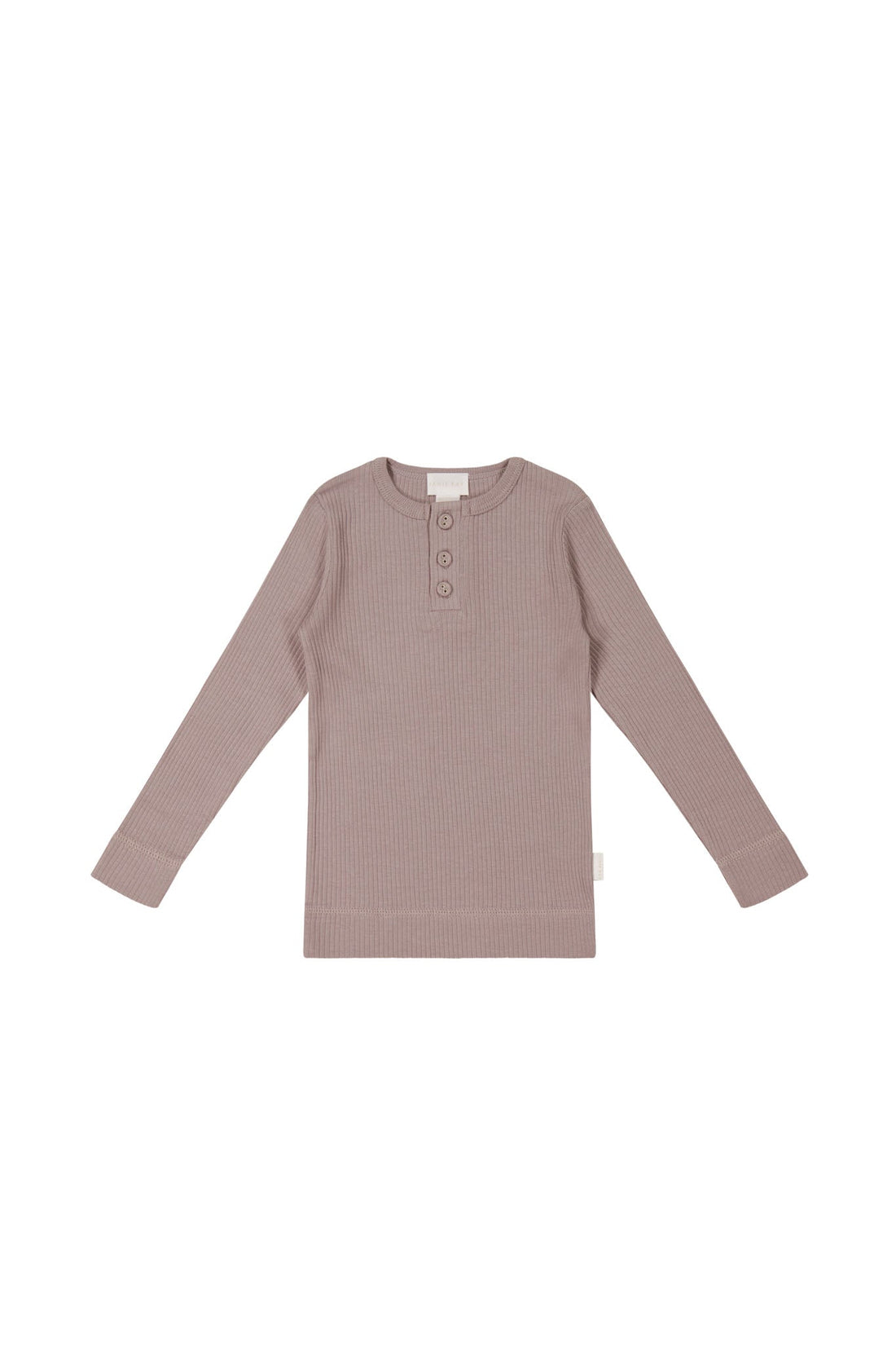 Organic Cotton Modal Long Sleeve Henley - Mauve Shadow Childrens Top from Jamie Kay Australia