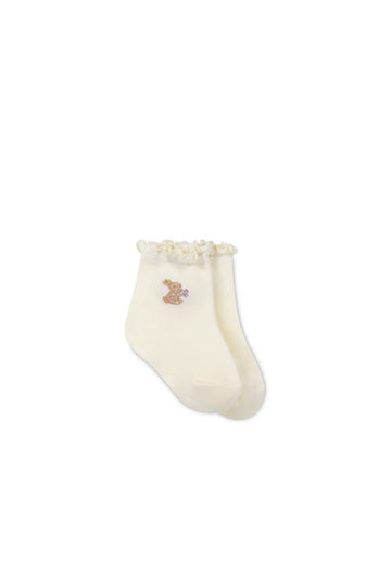 Alison Sock - Bunny Parchment Childrens Sock from Jamie Kay Australia