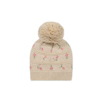 Delilah Knitted Hat - Delilah Jacquard Oatmeal Marle Childrens Hat from Jamie Kay Australia