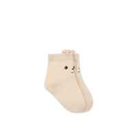 George Bear Ankle Sock - Egret Childrens Sock from Jamie Kay Australia