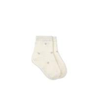 Harlow Sock - Petite Heart Parchment Childrens Sock from Jamie Kay Australia