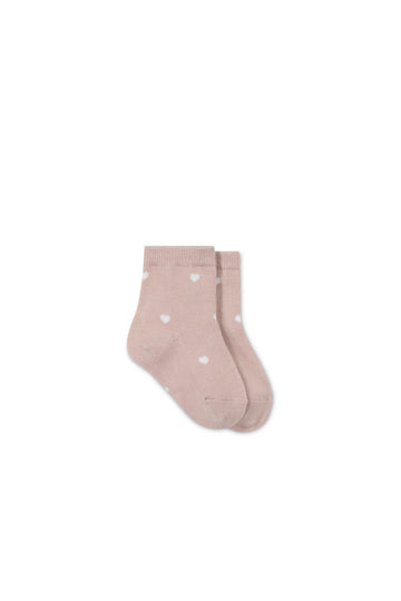 Harlow Sock - Petite Heart Rose Childrens Sock from Jamie Kay Australia