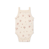 Organic Cotton Bridget Singlet Bodysuit - Lauren Floral Tofu Childrens Bodysuit from Jamie Kay Australia