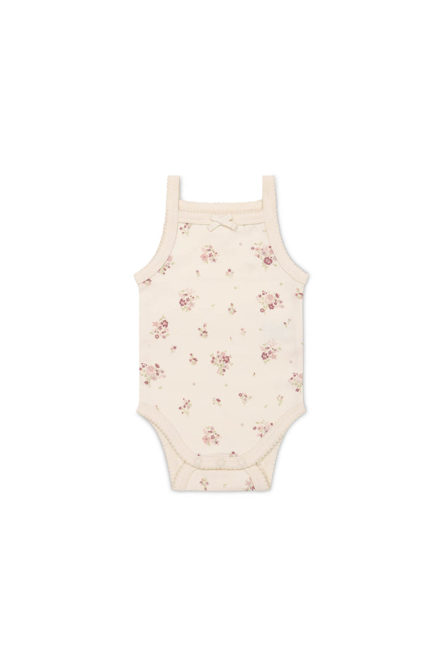 Organic Cotton Bridget Singlet Bodysuit - Lauren Floral Tofu Childrens Bodysuit from Jamie Kay Australia