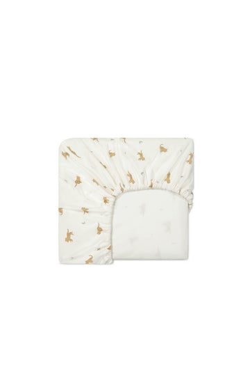 Organic Cotton Cot Sheet - Lenny Leopard Cloud Childrens Bedding from Jamie Kay Australia