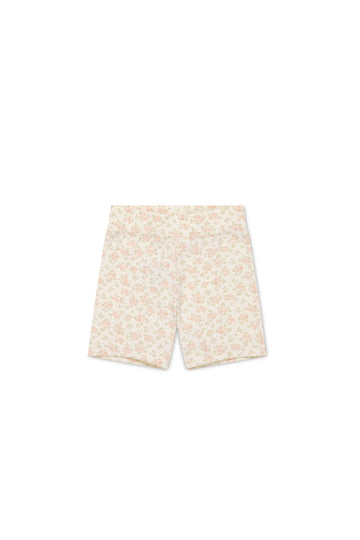 Organic Cotton Everyday Bike Short - Rosalie Floral Mauve Childrens Short from Jamie Kay Australia