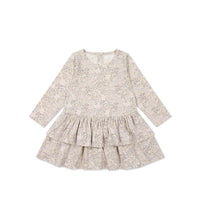 Organic Cotton Fayette Dress - April Floral Mauve Childrens Dress from Jamie Kay Australia