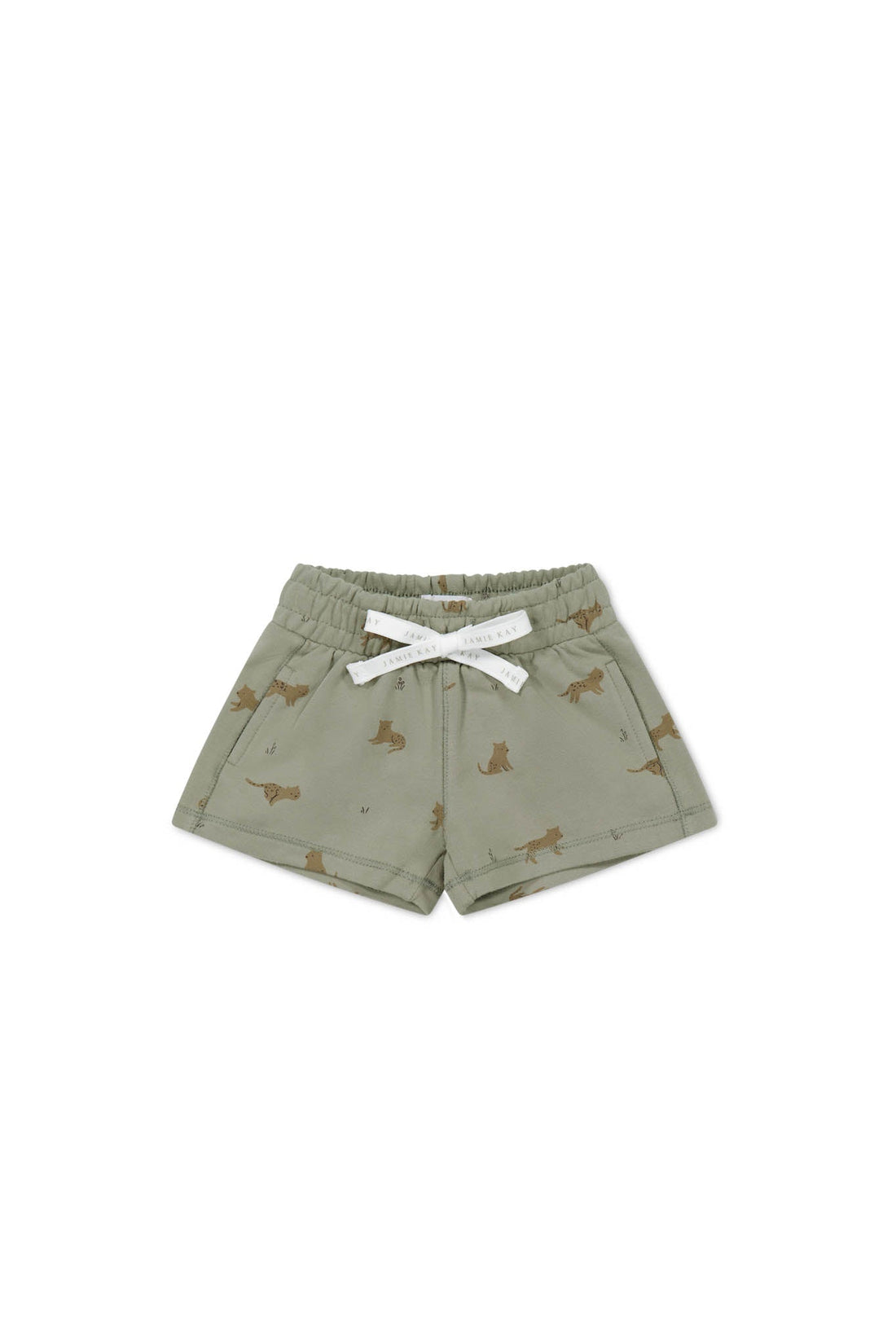 Organic Cotton Jalen Short - Lenny Leopard Sage Childrens Short from Jamie Kay Australia