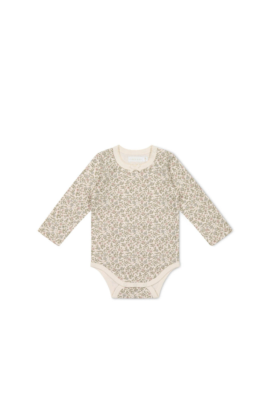 Organic Cotton Long Sleeve Bodysuit - Ariella Eggnog Childrens Bodysuit from Jamie Kay Australia