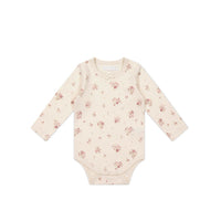 Organic Cotton Long Sleeve Bodysuit - Lauren Floral Tofu Childrens Bodysuit from Jamie Kay Australia