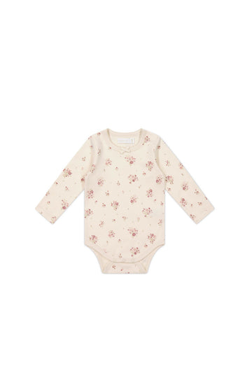 Organic Cotton Long Sleeve Bodysuit - Lauren Floral Tofu Childrens Bodysuit from Jamie Kay Australia