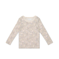 Organic Cotton Long Sleeve Top - April Floral Mauve Childrens Top from Jamie Kay Australia