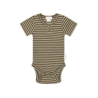 Organic Cotton Modal Darcy Rib Tee Bodysuit - Bear/Cassava Childrens Bodysuit from Jamie Kay Australia