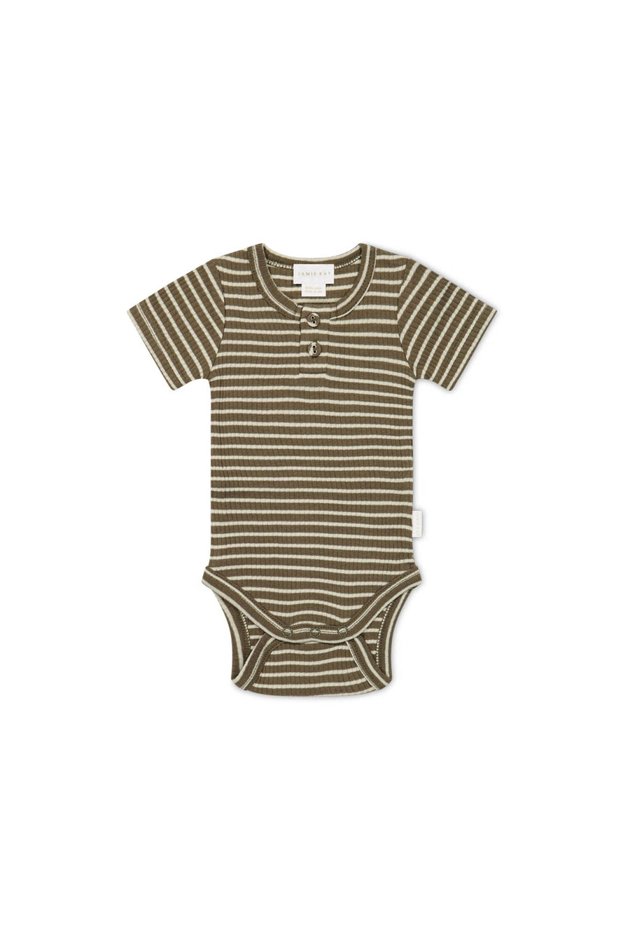 Organic Cotton Modal Darcy Rib Tee Bodysuit - Bear/Cassava Childrens Bodysuit from Jamie Kay Australia