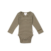 Organic Cotton Modal Long Sleeve Bodysuit - Bear/Cassava Childrens Bodysuit from Jamie Kay Australia