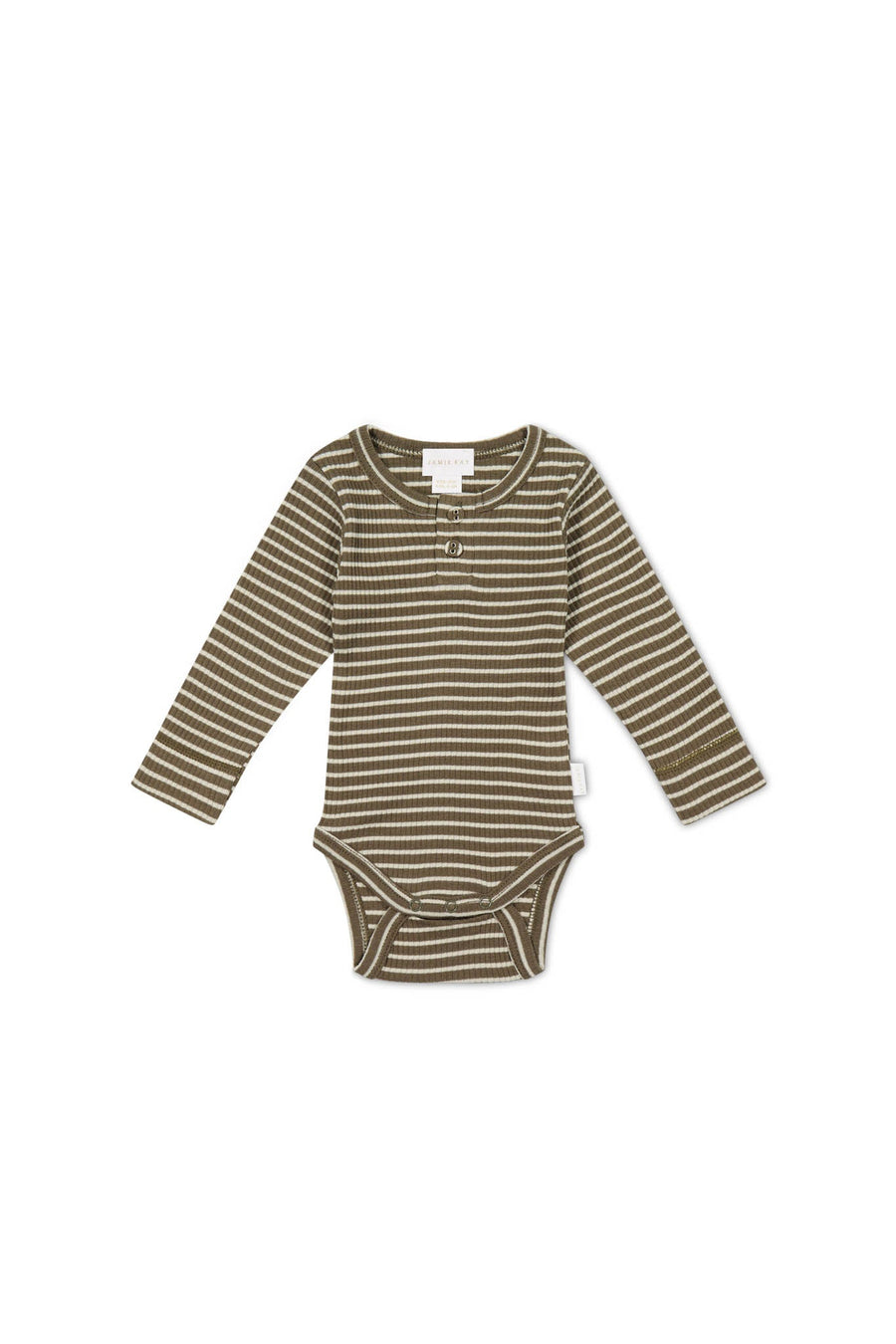 Organic Cotton Modal Long Sleeve Bodysuit - Bear/Cassava Childrens Bodysuit from Jamie Kay Australia