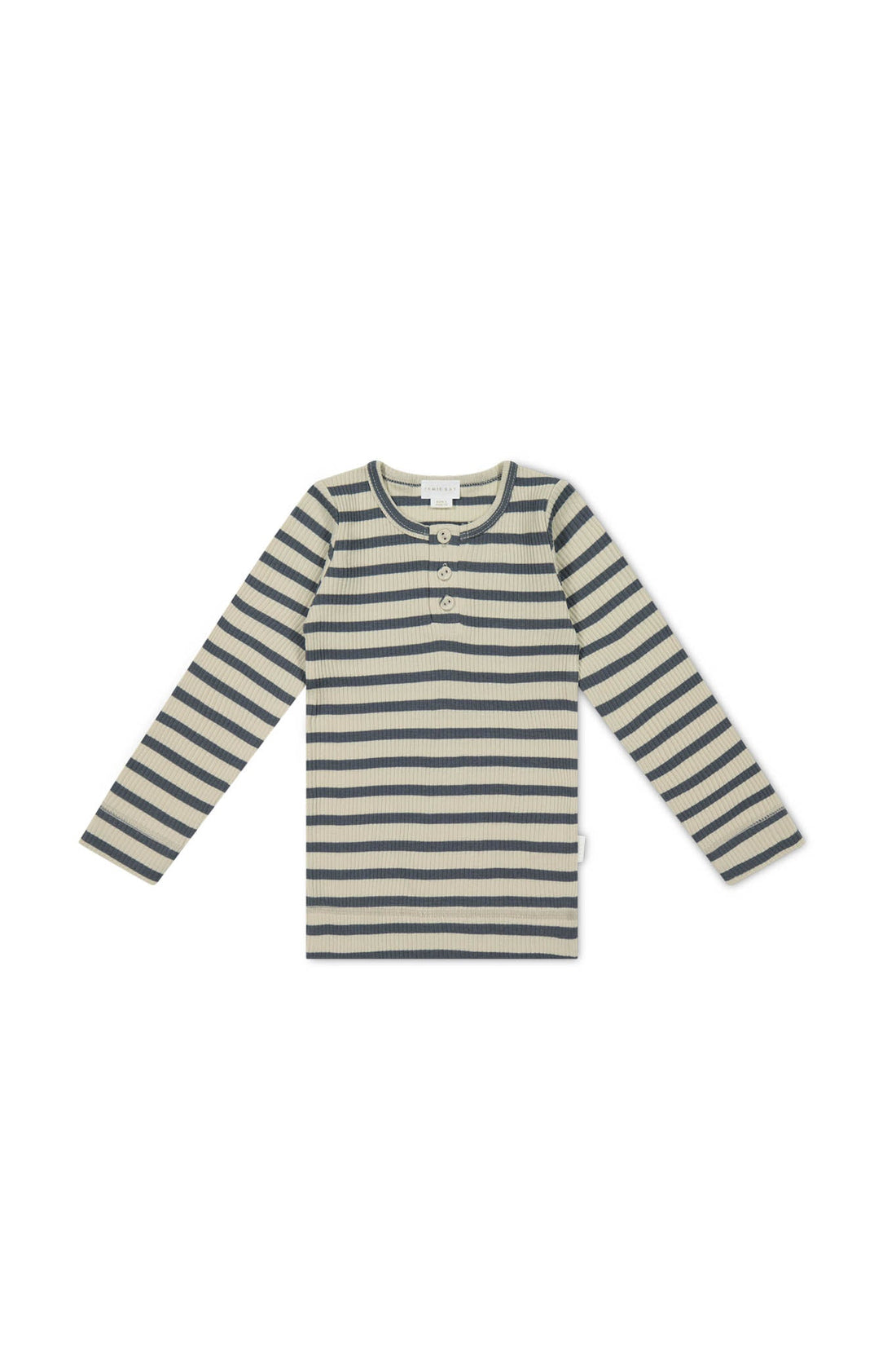 Organic Cotton Modal Long Sleeve Henley - Cassava/Arctic Childrens Top from Jamie Kay Australia