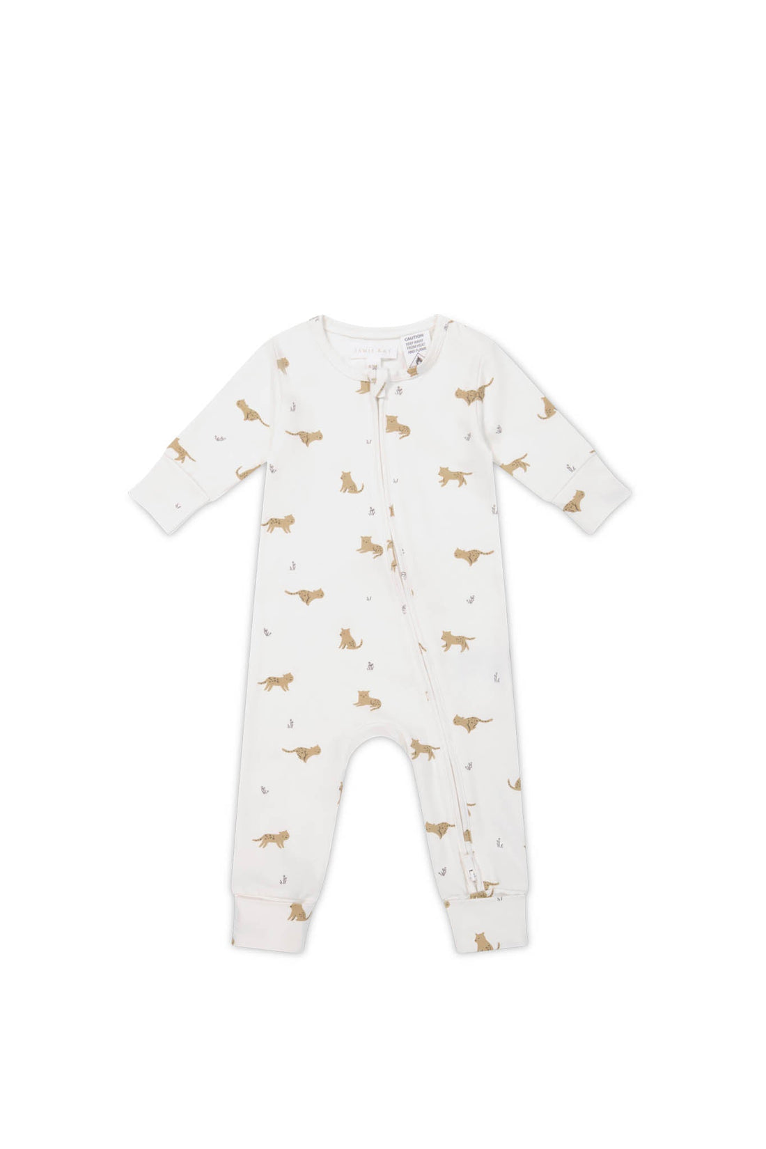 Organic Cotton Reese Zip Onepiece - Lenny Leopard Cloud Childrens Onepiece from Jamie Kay Australia