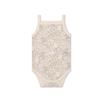 Organic Cotton Bridget Singlet Bodysuit - April Floral Mauve Childrens Bodysuit from Jamie Kay Australia