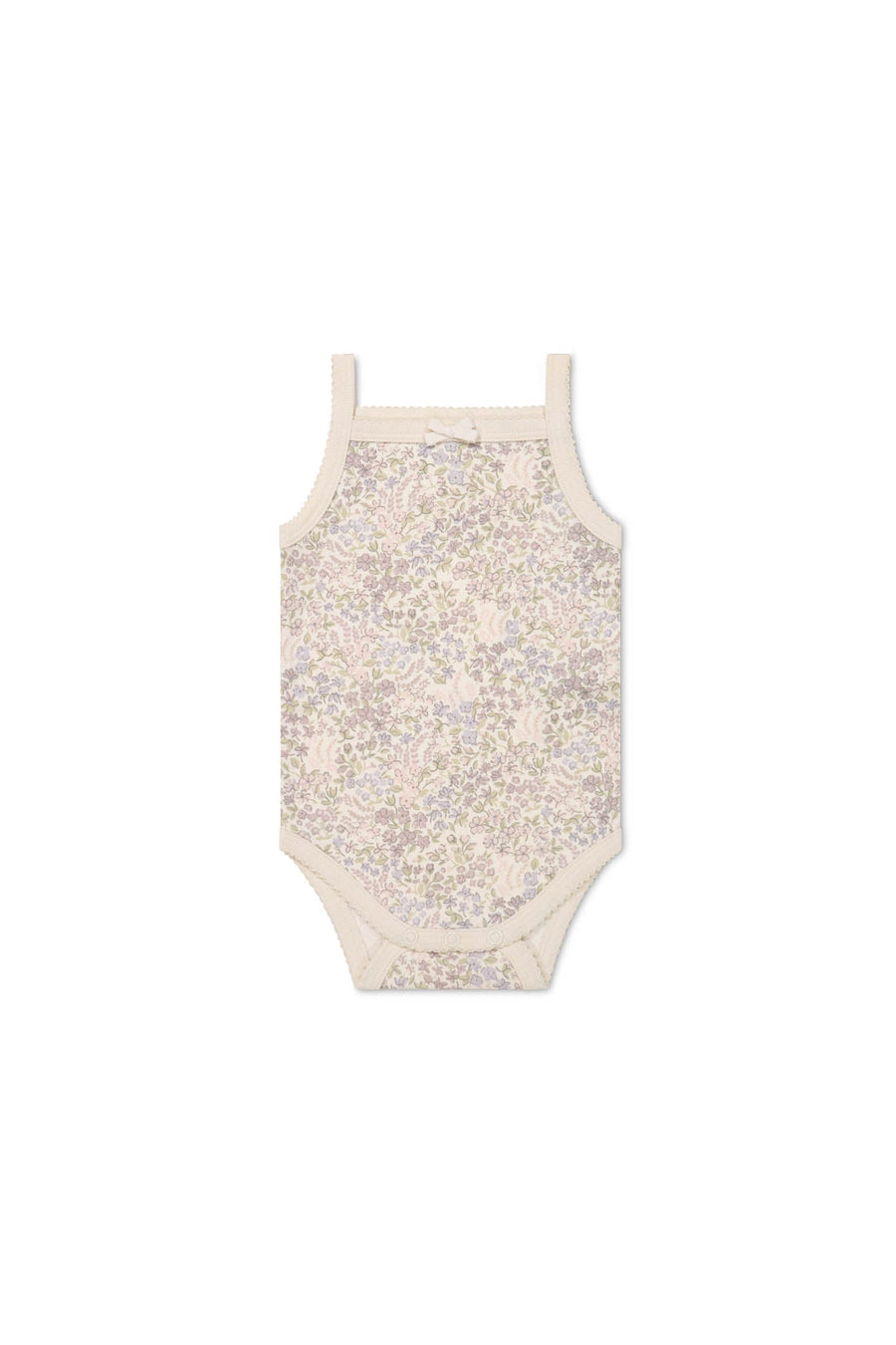 Organic Cotton Bridget Singlet Bodysuit - April Floral Mauve Childrens Bodysuit from Jamie Kay Australia