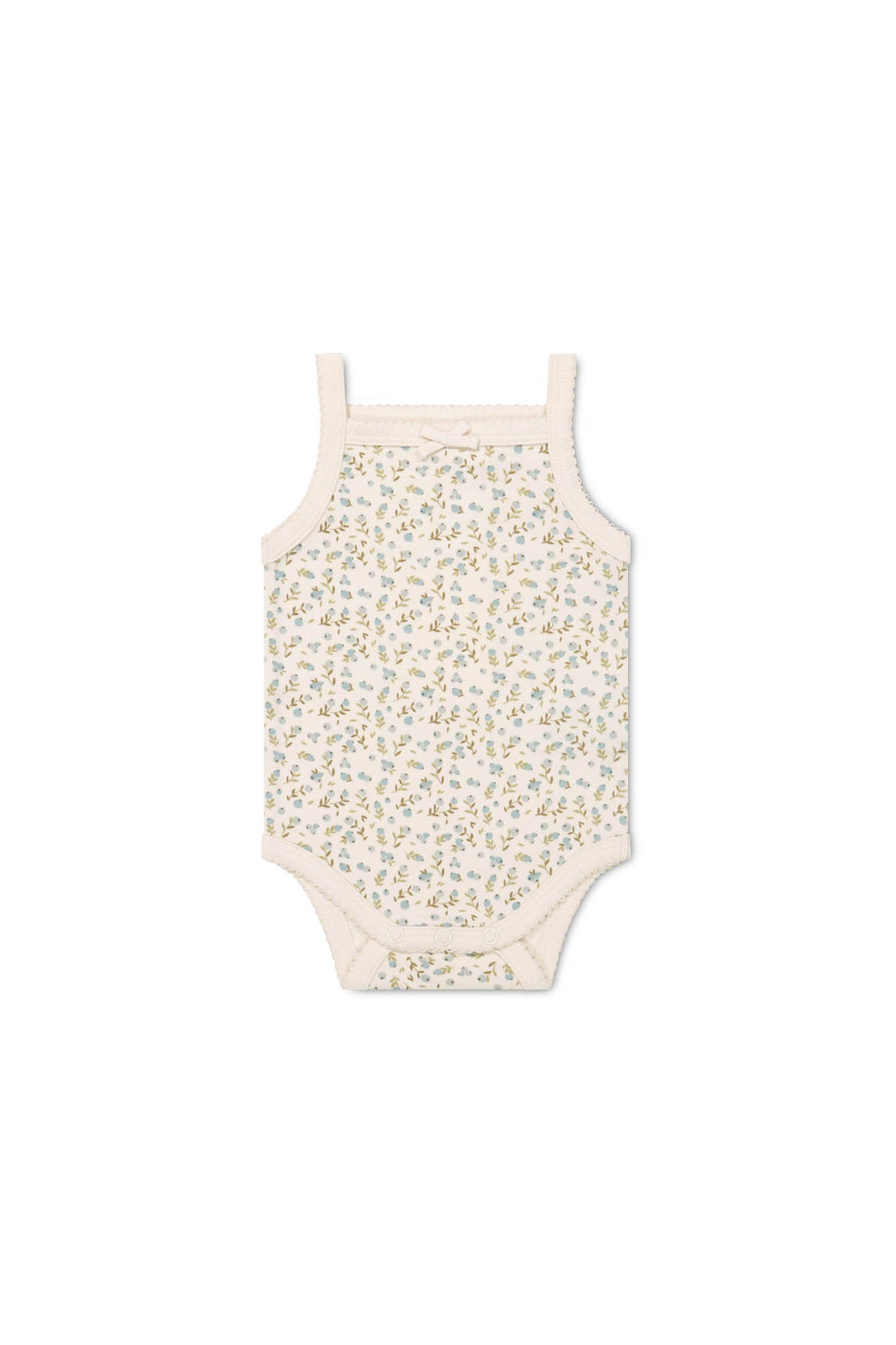 Organic Cotton Bridget Singlet Bodysuit - Blueberry Ditsy Childrens Bodysuit from Jamie Kay Australia