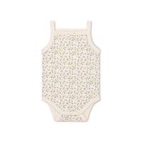 Organic Cotton Bridget Singlet Bodysuit - Blueberry Ditsy Childrens Bodysuit from Jamie Kay Australia