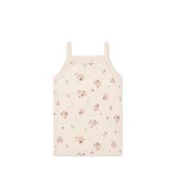 Organic Cotton Singlet - Lauren Floral Tofu Childrens Singlet from Jamie Kay Australia