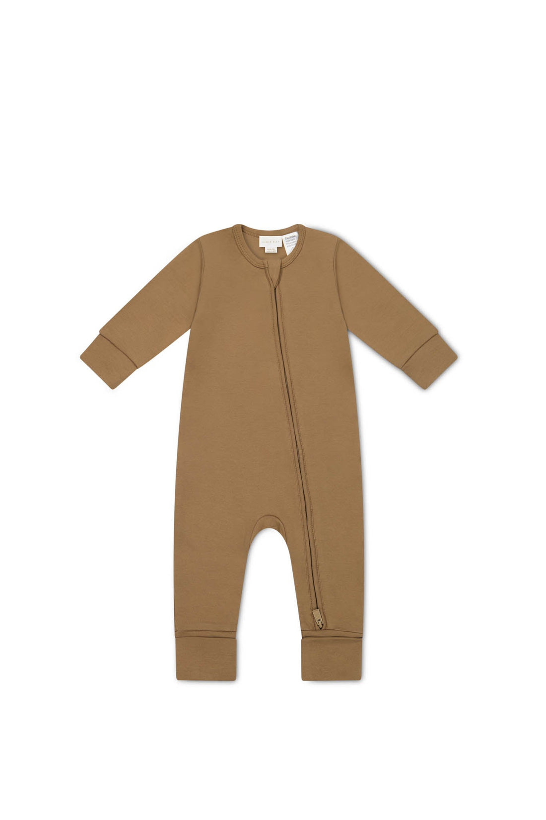 Pima Cotton Frankie Zip Onepiece - Cream Caramel Childrens Onepiece from Jamie Kay Australia