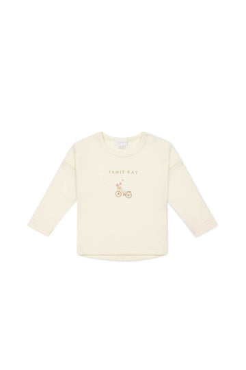 Pima Cotton Marley Long Sleeve Top - Gilly Parchment Childrens Top from Jamie Kay Australia