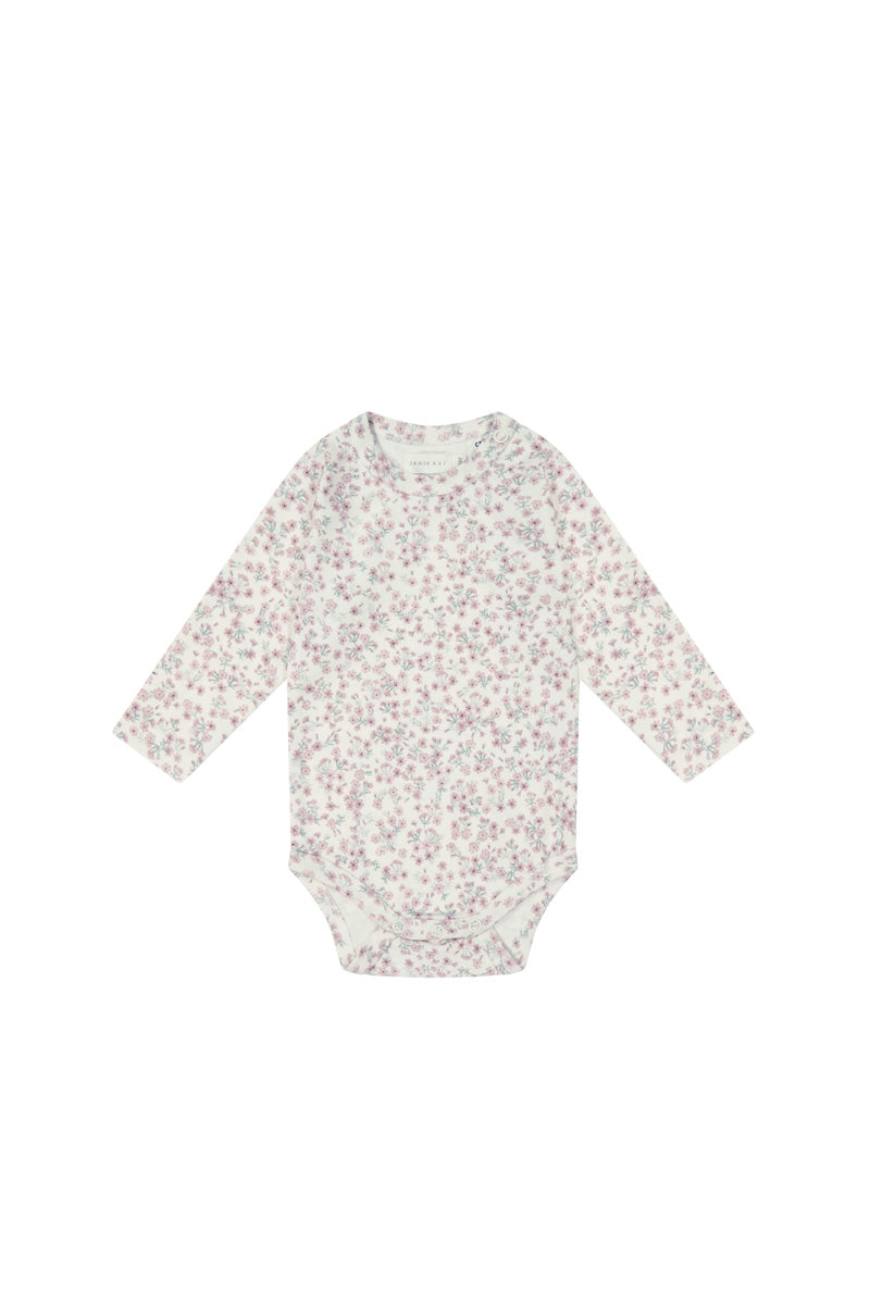 Organic Cotton Long Sleeve Bodysuit - Posy Floral Childrens Bodysuit from Jamie Kay Australia