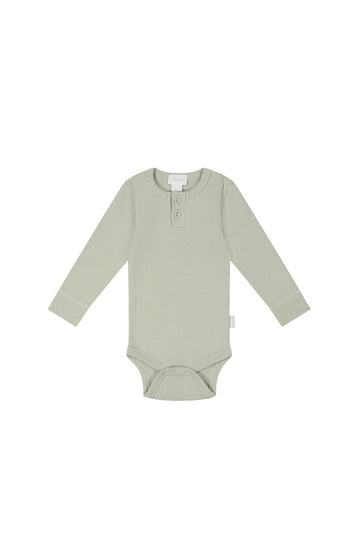 Organic Cotton Fine Rib Long Sleeve Bodysuit - Mist Childrens Bodysuit from Jamie Kay Australia