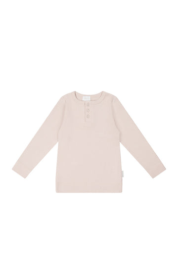 Organic Cotton Fine Rib Long Sleeve Henley - Pillow Childrens Top from Jamie Kay Australia