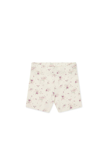 Organic Cotton Everyday Bike Short - Sweet William Floral Natural Childrens Short from Jamie Kay Australia