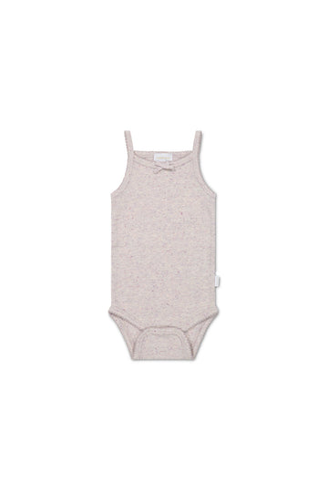 Organic Cotton Fine Rib Singlet Bodysuit - Lavender Fleck Childrens Bodysuit from Jamie Kay Australia