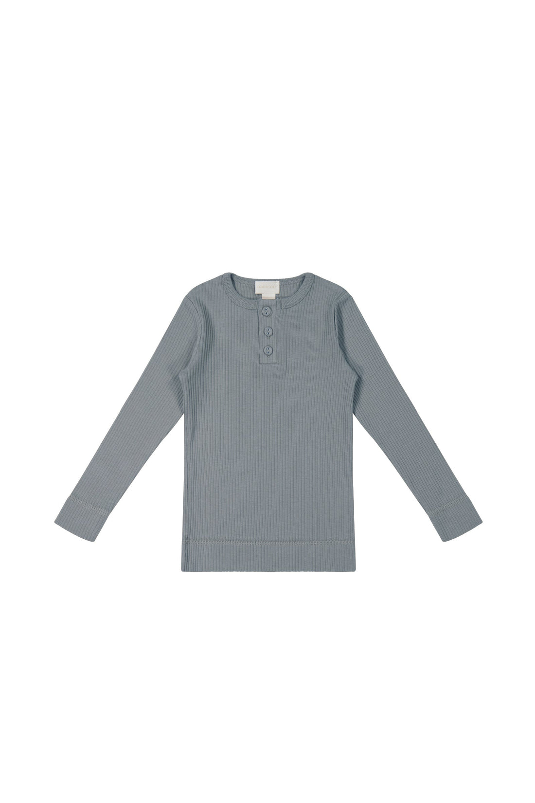 Organic Cotton Modal Long Sleeve Henley - Pebble Childrens Top from Jamie Kay Australia