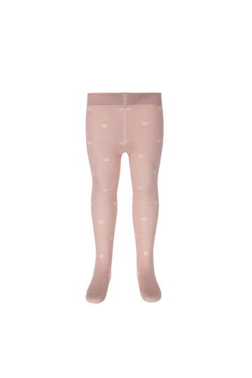 Jacquard Heart Tight - Mon Amour Rose Childrens Tight from Jamie Kay Australia