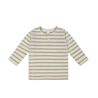 Pima Cotton Diego Long Sleeve Top - Cloud/Cashew Stripe Childrens Top from Jamie Kay Australia