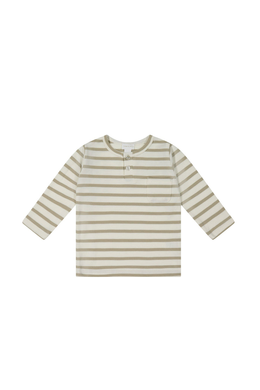 Pima Cotton Diego Long Sleeve Top - Cloud/Cashew Stripe Childrens Top from Jamie Kay Australia