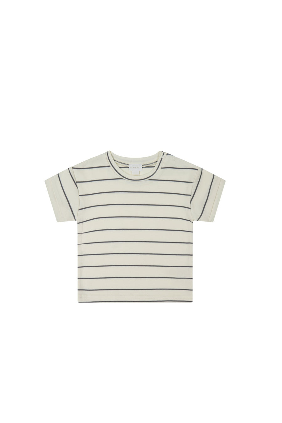 Pima Cotton Eddie T-Shirt - Cloud/Moonstone Stripe Childrens Top from Jamie Kay Australia