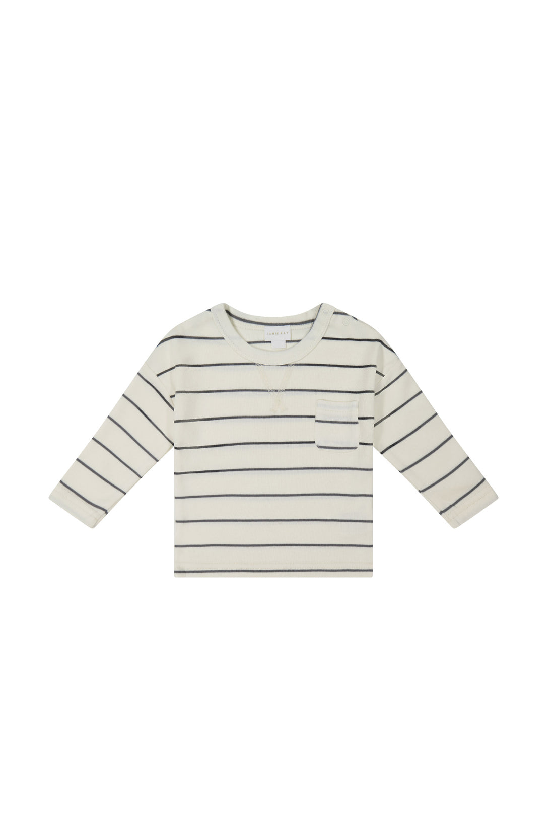 Pima Cotton Rocco Long Sleeve Top - Cloud/Moonstone Stripe Childrens Top from Jamie Kay Australia