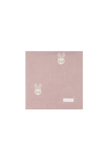 Bunny Knitted Blanket - Powder Pink Childrens Blanket from Jamie Kay Australia