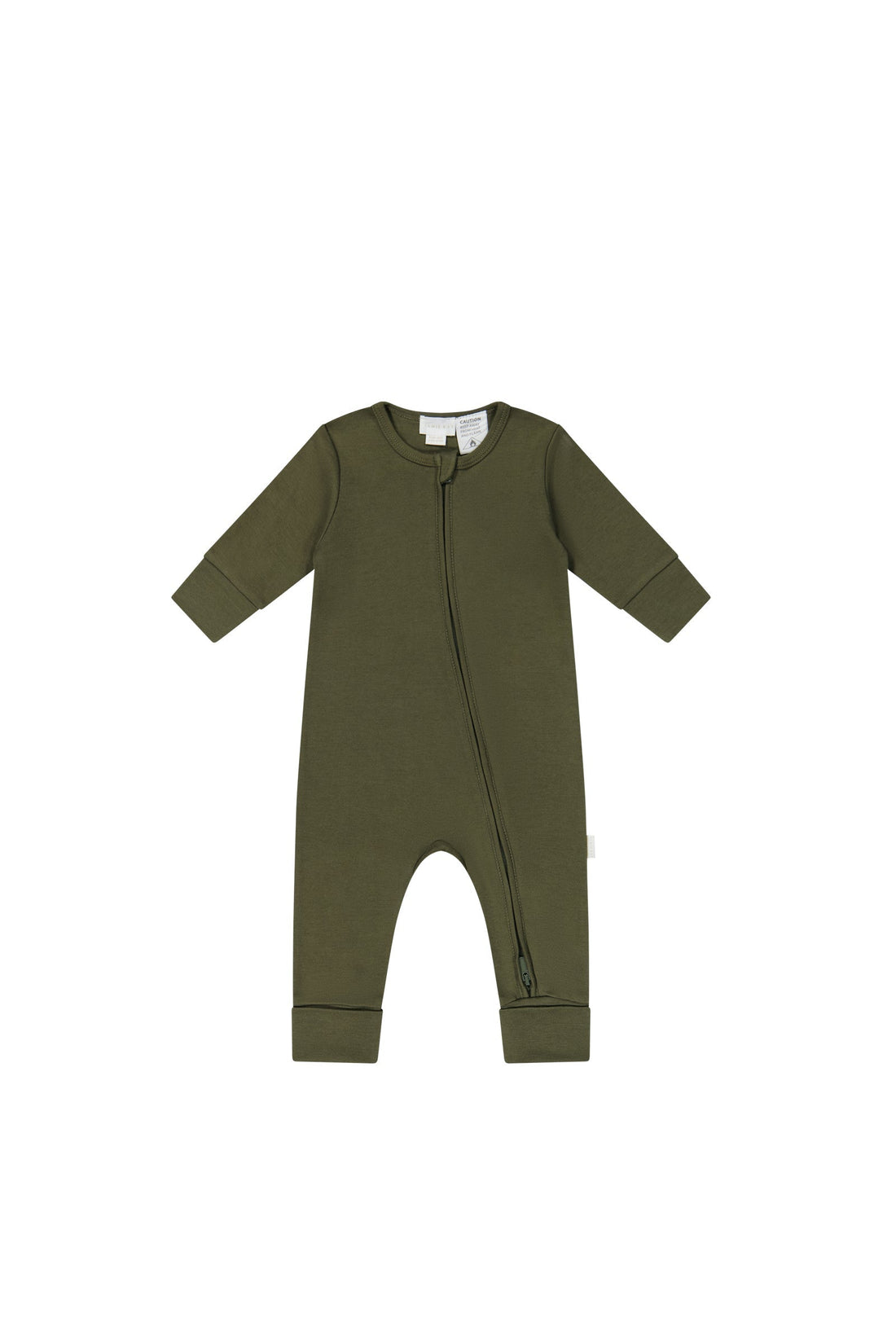 Pima Cotton Frankie Zip Onepiece - Deep Olive Childrens Onepiece from Jamie Kay Australia