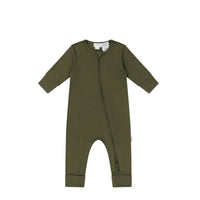 Pima Cotton Frankie Zip Onepiece - Deep Olive Childrens Onepiece from Jamie Kay Australia