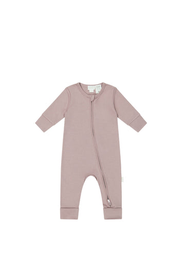 Pima Cotton Frankie Zip Onepiece - Softest Mauve Childrens Onepiece from Jamie Kay Australia