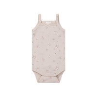 Organic Cotton Fine Rib Bridget Singlet Bodysuit - Petite Fleur Violet Childrens Bodysuit from Jamie Kay Australia